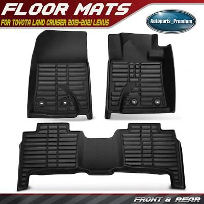 3x Front & Rear Black Floor Mats Liners for Toyota Land Cruiser 2013-2021 Lexus - Image 1 of 4