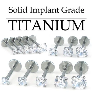 18/16/20G Nose Flatback Earrings Stud Threadless Titanium Ring 2-4mm Clear CZ - Picture 1 of 21