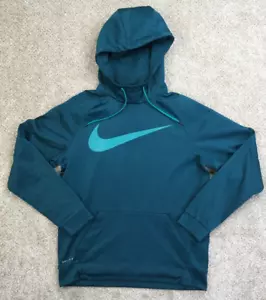 Nike Sweater Men's Medium Aqua Teal Therma Dri-Fit Carbon Hoodie Pullover 823086 - Picture 1 of 10