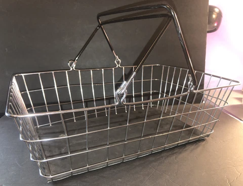 Chrome Metal Wire Gathering Market Basket Swivel Handles Farm House Vegetable Cover