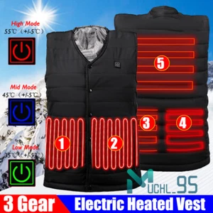 Electric Heated Vest 5 Heating Zones Heated Jacket for Outdoor Camping Skiing - Picture 1 of 69