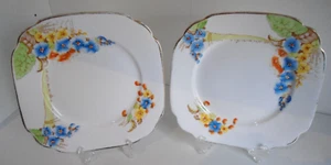2 Royal Albert side plates 'Floral' Deco style Circa 1927 - GC - Picture 1 of 14
