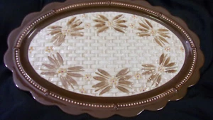 Temptations By Tara BROWN BASKETWEAVE Oval Serving Platter 18” L X 11.5"D - Picture 1 of 8