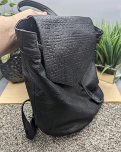 Day & Mood Black Leather Backpack - Picture 1 of 10