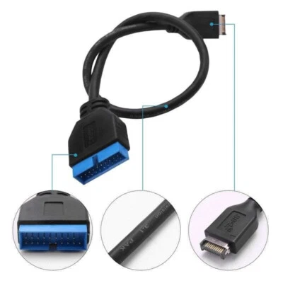 USB 3.1 c front panel header male type to USB 3.0 20pin/19pin female cable .3m - Image 1 of 2