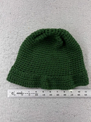 Bucket Beanie Toque Womens One Size Green Crochet Knit Acrylic Blend Outdoors — 第 1/4 张图片