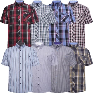 Mens KAM Cotton Rich Check Short Sleeve Button Shirt Work Casual Size M-2XL - Picture 1 of 21