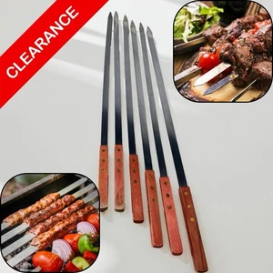NEW 24” Brazilian BBQ Skewers, Stainless Steel Kabob Sticks Flat Blade - Picture 1 of 3