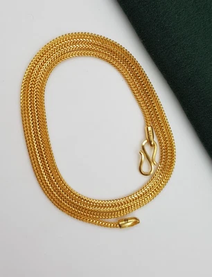 22K Gold Franco Chain Necklace 24" Choker 1.7mm Genuine Hallmarked Men Chain - Image 1 of 4