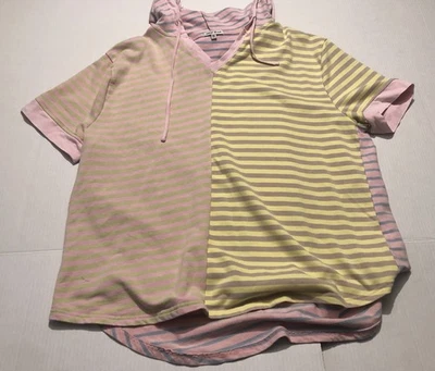 White Birch Women’s Sz XL Hooded Knit Striped Top G2D19 - Image 1 of 4