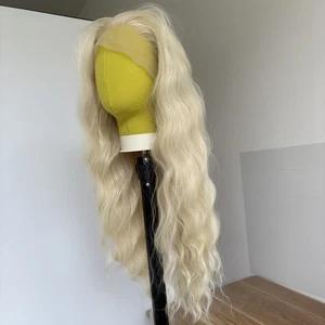 Glue Less Lace Front Wig Pre Plucked Blonde Soft Synthetic Hair Long Wavy - Picture 1 of 10
