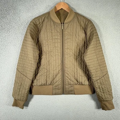 Chaqueta Bomber Lululemon Mujer 8 Marrón Caqui Sin Parar Reversible Acolchada Algodón Foto 1 de 4
