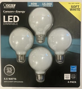 Feit Electric SOFT WHITE  LED Dimmable Light Bulbs, 450 LUMES 4-Pack - Picture 1 of 2
