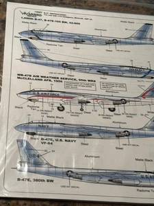 WAR BIRDS DECALS # 72007  1:72nd SCALE ( USN/USAF/ 1000th ) B-47E ( 1956) DECAL - Picture 1 of 2