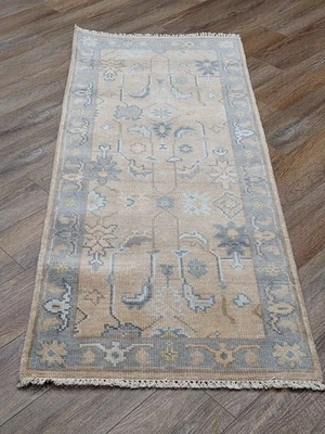 Alfombra turca Bohemia Oushak, alfombra contemporánea turca Oushak hecha a mano, 2,5x6 pies Foto 1 de 4