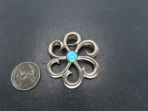 Broche Sandcast de plata de ley y turquesa, sin firmar, 14,6 g - Imagen 1 de 5