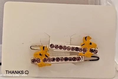 VINTAGE RHINESTONE SNOOPY WOODSTOCK  HAIR PIN HAIR CLIP - Image 1 of 2