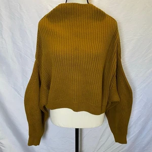 Free People Emmy Mock Neck Sweater Size XS Untold Gold Oversized Cropped Boxy - Bild 1 von 14