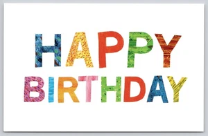 Eric Carle Happy Birthday Tissue Paper Collage Art Postcard c2010s - Picture 1 of 2