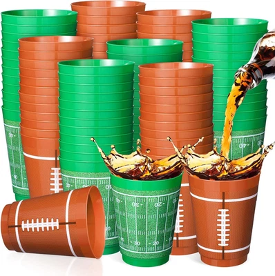 Juego de 50 tazas de plástico de fútbol americano de 16 oz con tema de rugby Reus Foto 1 de 4