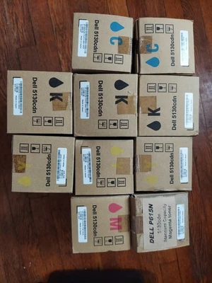 NUEVO DELL 5130CDN CIAN, MAGENTA, NEGRO Y AMARILLO (LOTE DE 4) COMPRA LOTE DE 8 OBTÉN 2 Foto 1 de 4