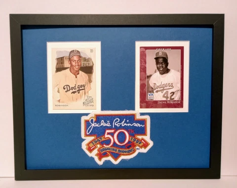 Jackie Robinson Brooklyn Dodgers Display Framed 2 Cards MLB Baseball Plaque Cover