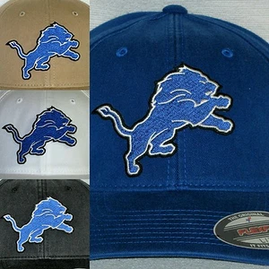 Detroit Lions ""FLEXFIT"" Kappe 🙂 KLASSISCH NFL AUFNÄHER/LOGO 🙂 3 GRÖSSEN * 3 FARBEN 🙂 NEU - Bild 1 von 9