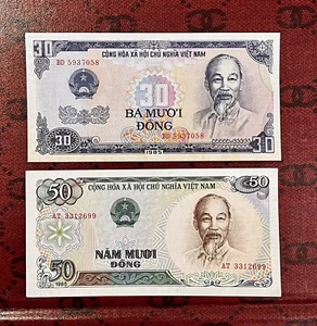 1985 VIETNAM 30, 50 DONG BANKNOTEN UNC - Bild 1 von 2