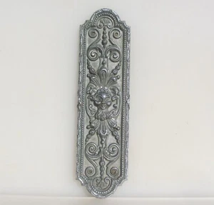 Antique Brass Finger Plate Push Door Handle Nickel Old Victorian Green Man - Picture 1 of 19