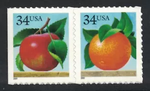 Scott 3491-92 - Apple & Orange, Paar - MNH (S/A) 34c 2000 - unbenutzt neuwertig 3492a - Bild 1 von 1