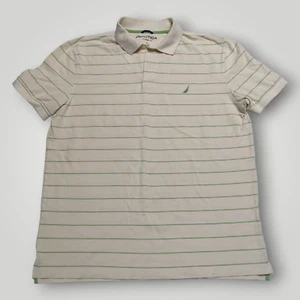 Camisa Polo NAUTICA Para Hombres L Verde y Crema Calce Clásico 100% Algodón Manga Corta - Imagen 1 de 10