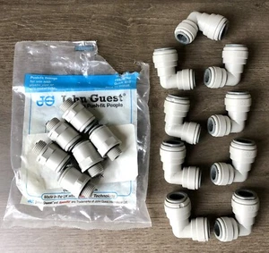 JOHN GUEST Lot of Acetal Copolymer Push Adapter & Elbow - 3/8 Tube Size - 15 Pcs - Picture 1 of 2