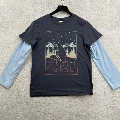 Camiseta Hanna Andersson Niños Talla 12 Gris Manga Larga Snowboard Algodón Foto 1 de 4