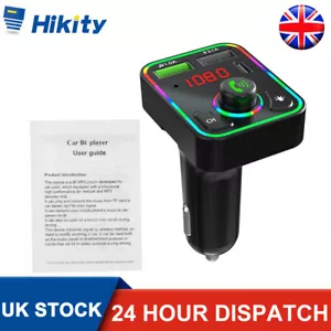 Car Wireless Bluetooth 5.0 FM Transmitter MP3 Player USB Car Charger Adapter UK - Picture 1 of 12