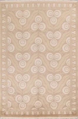 Alfombra oriental nepalí geométrica contemporánea tinte vegetal anudada a mano 6x9 Foto 1 de 4