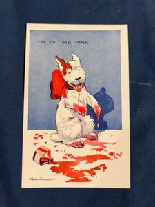 Jack Russell Terrier Antique Post Card - DB - 1915 - “I’m in the Pink” - Picture 1 of 3