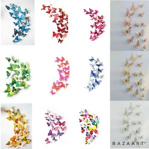 3D Butterfly Wall Stickers Home Decor Room Decoration Sticker Bedroom 12Pcs - Picture 1 of 24