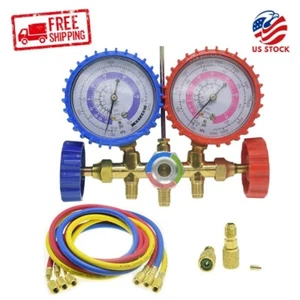 AC Diagnostic Manifold Gauge Set for Freon Charging, Fits R410A R22 R404 Refrige - Picture 1 of 7