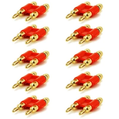10x Dual Banana Plug Connector Audio Speaker Wire Cable 3/4" Spaced Gold Plated - Image 1 of 2
