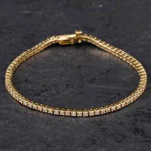 Brazalete de 7 pulgadas de diamantes talla brillante de 2,15 quilates de oro amarillo de 14 quilates de segunda mano 430... - Imagen 1 de 1