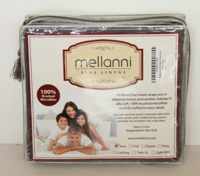 Mellanni Fine Linens 1800 Brushed Microfiber Charcoal Gray Twin Bed Sheet Set - Image 1 of 4