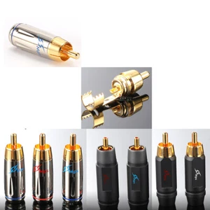 RCA Phono Plugs Solder Male Plug Audio Jack Cable Speaker Aapter 3U Gold Plated - Picture 1 of 12