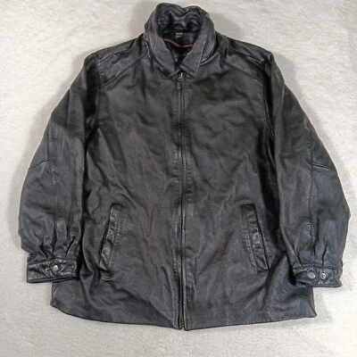 Abrigo de cuero vintage St Johns Bay para hombre XXL negro chaqueta de motocicleta forrada  Foto 1 de 4