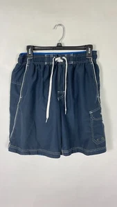 Speedo Cargo Swim Trunks Mens Size X Small Blue Print Pockets Elastic Waist. - Picture 1 of 16
