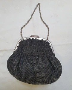 Vintage Tasche mit Ketten-Henkel, schwarz Mehrfarbig Glittzer (R77) - Bild 1 von 7