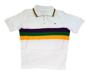 Child XLarge Mardi Gras Rugby White XL Purple Green Yellow Short Sleeve Shirt - Picture 1 of 1