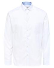 Selected Men's Classic Plain Button-Front Long Sleeve Shirt In White