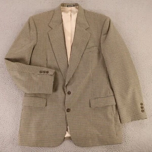J Riggings Jacke L LT beige blau braun Hahnentritt Karo Wolle Blazer USA 44L - Bild 1 von 15