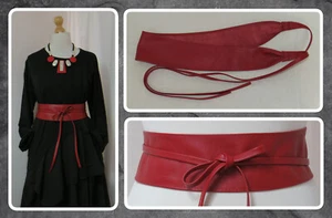 NUOVA CON ETICHETTE, ECCENTRICA, LAGENLOOK, VERA PELLE, ROSSO SCURO, ITALIANA, OBI, CINTURA FASCIA - Foto 1 di 13