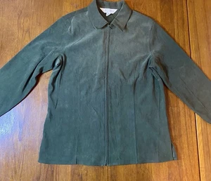 Vintage Damen M Wildleder Feel Jacke Freizeit Ecke leicht Taschen Reißverschluss - Bild 1 von 9